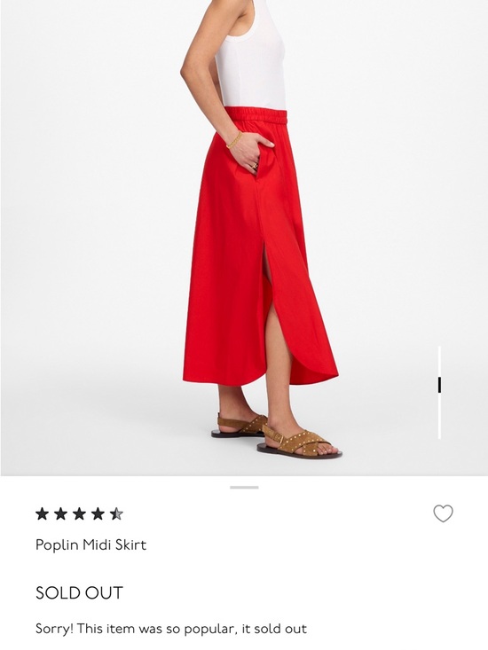 Poplin Midi Skirt - Red - Picture 2 of 4